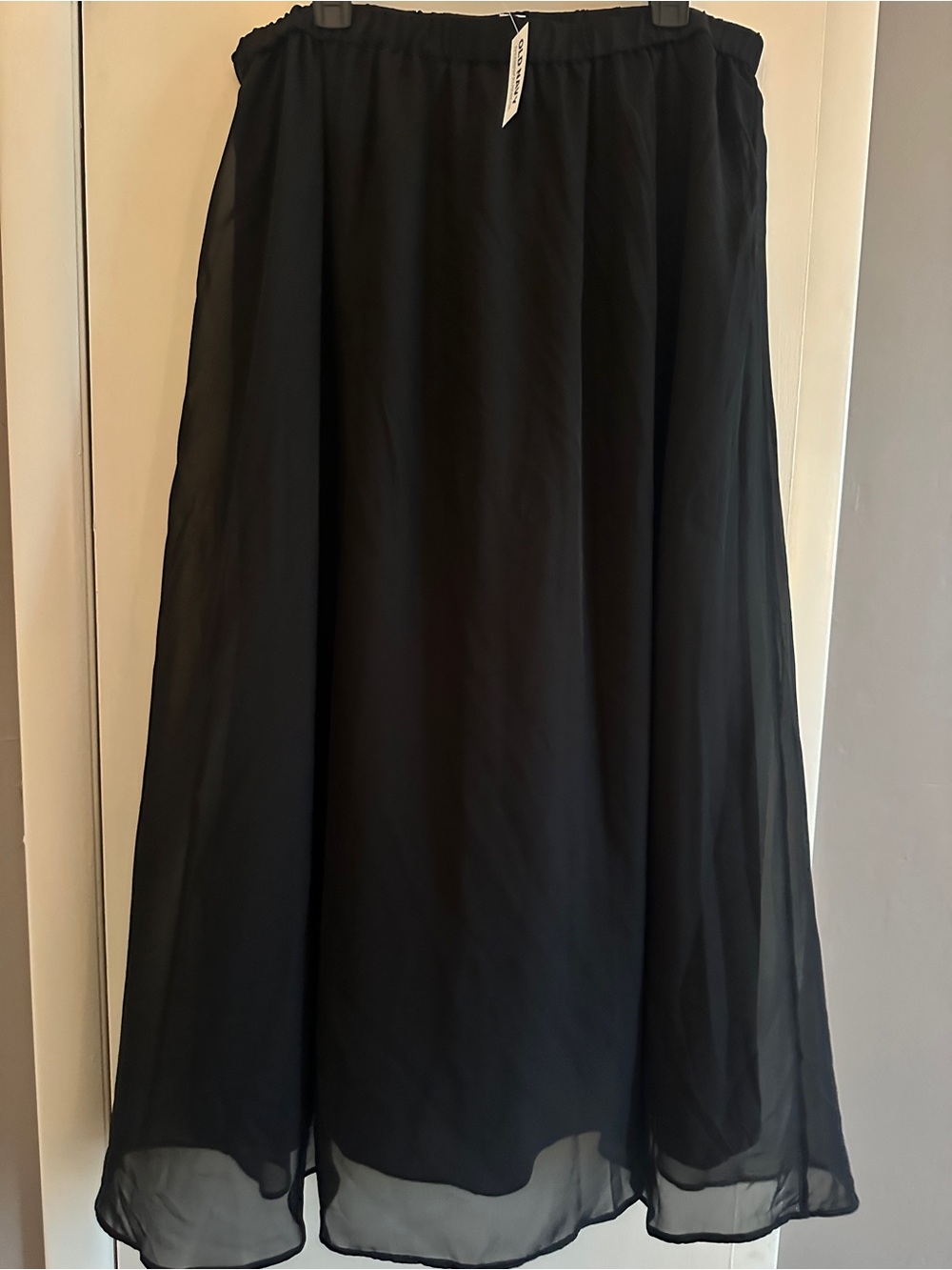 Old Navy Black Maxi Skirt with Sheer Overlay